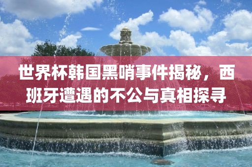 世界杯韩国黑哨事件揭秘，西班牙遭遇的不公与真相探寻