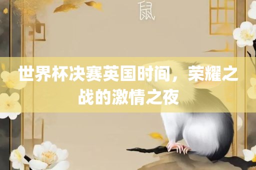 世界杯决赛英国时间，荣耀之战的激情之夜