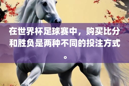 在世界杯足球赛中，购买比分和胜负是两种不同的投注方式。