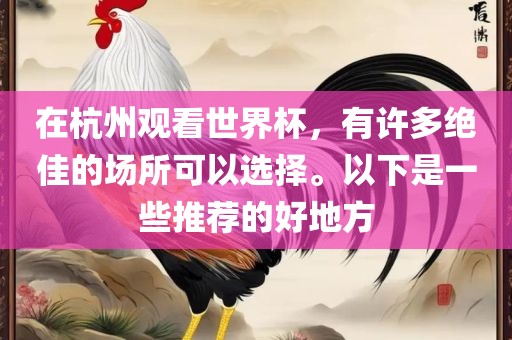 在杭州观看世界杯，有许多绝佳的场所可以选择。以下是一些推荐的好地方