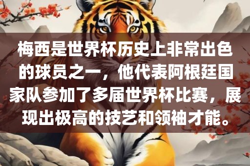梅西是世界杯历史上非常出色的球员之一，他代表阿根廷国家队参加了多届世界杯比赛，展现出极高的技艺和领袖才能。