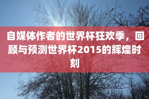 自媒体作者的世界杯狂欢季，回顾与预测世界杯2015的辉煌时刻
