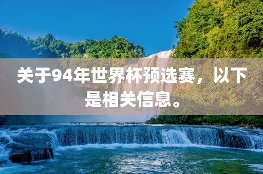关于94年世界杯预选赛，以下是相关信息。