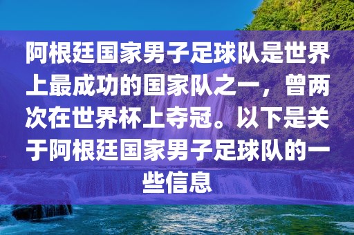 阿根廷国家男子足球队是世界上最成功的国家队之一，曾两次在世界杯上夺冠。以下是关于阿根廷国家男子足球队的一些信息