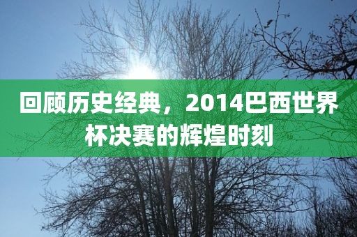 回顾历史经典，2014巴西世界杯决赛的辉煌时刻