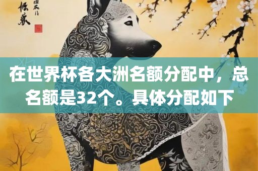 在世界杯各大洲名额分配中，总名额是32个。具体分配如下