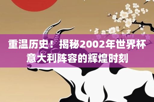 重温历史！揭秘2002年世界杯意大利阵容的辉煌时刻