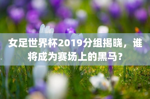 女足世界杯2019分组揭晓，谁将成为赛场上的黑马？