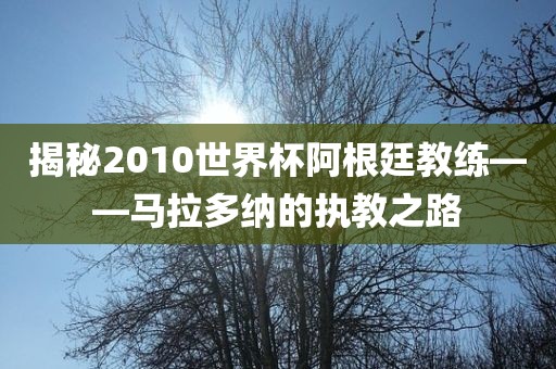 揭秘2010世界杯阿根廷教练——马拉多纳的执教之路
