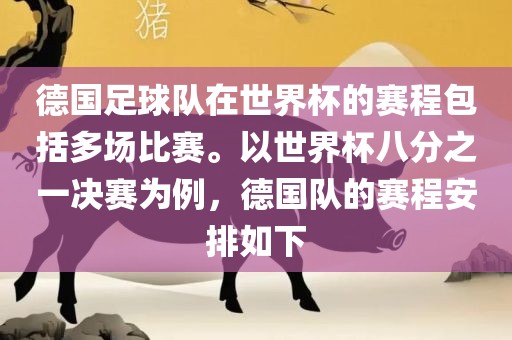 德国足球队在世界杯的赛程包括多场比赛。以世界杯八分之一决赛为例，德国队的赛程安排如下