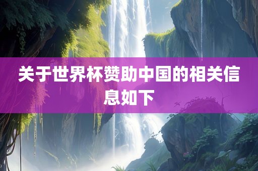 关于世界杯赞助中国的相关信息如下