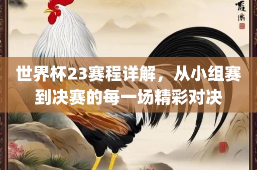 世界杯23赛程详解，从小组赛到决赛的每一场精彩对决