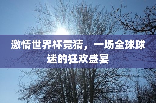 激情世界杯竞猜，一场全球球迷的狂欢盛宴
