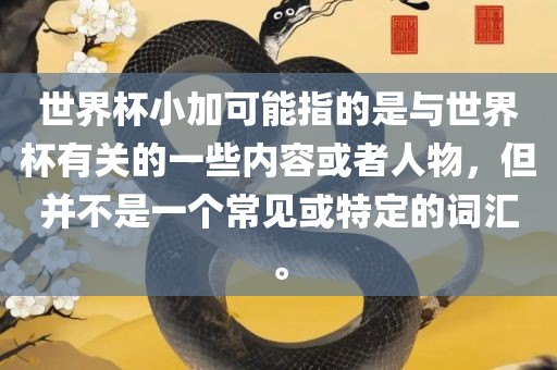 世界杯小加可能指的是与世界杯有关的一些内容或者人物，但并不是一个常见或特定的词汇。广州鸿业环保设备有限公司