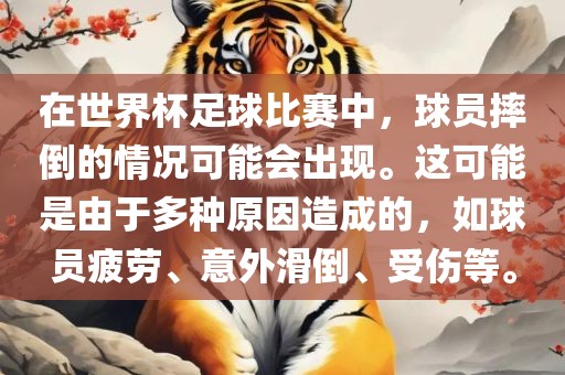 在世界杯足球比赛中，球员摔倒的情况可能会出现。这可能是由于多种原因造成的，如球员疲劳、意外滑倒、受伤等。广州鸿业环保设备有限公司