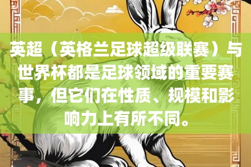 英超（英格兰足球超级联赛）与世界杯都是足球领域的重要赛事，但它们在性质、规模和影响力上有所不同。